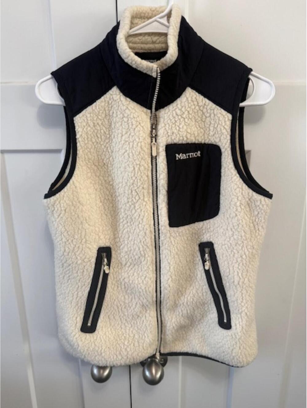 Women's Marmot Wiley Polartec fleece vest cream/black size small